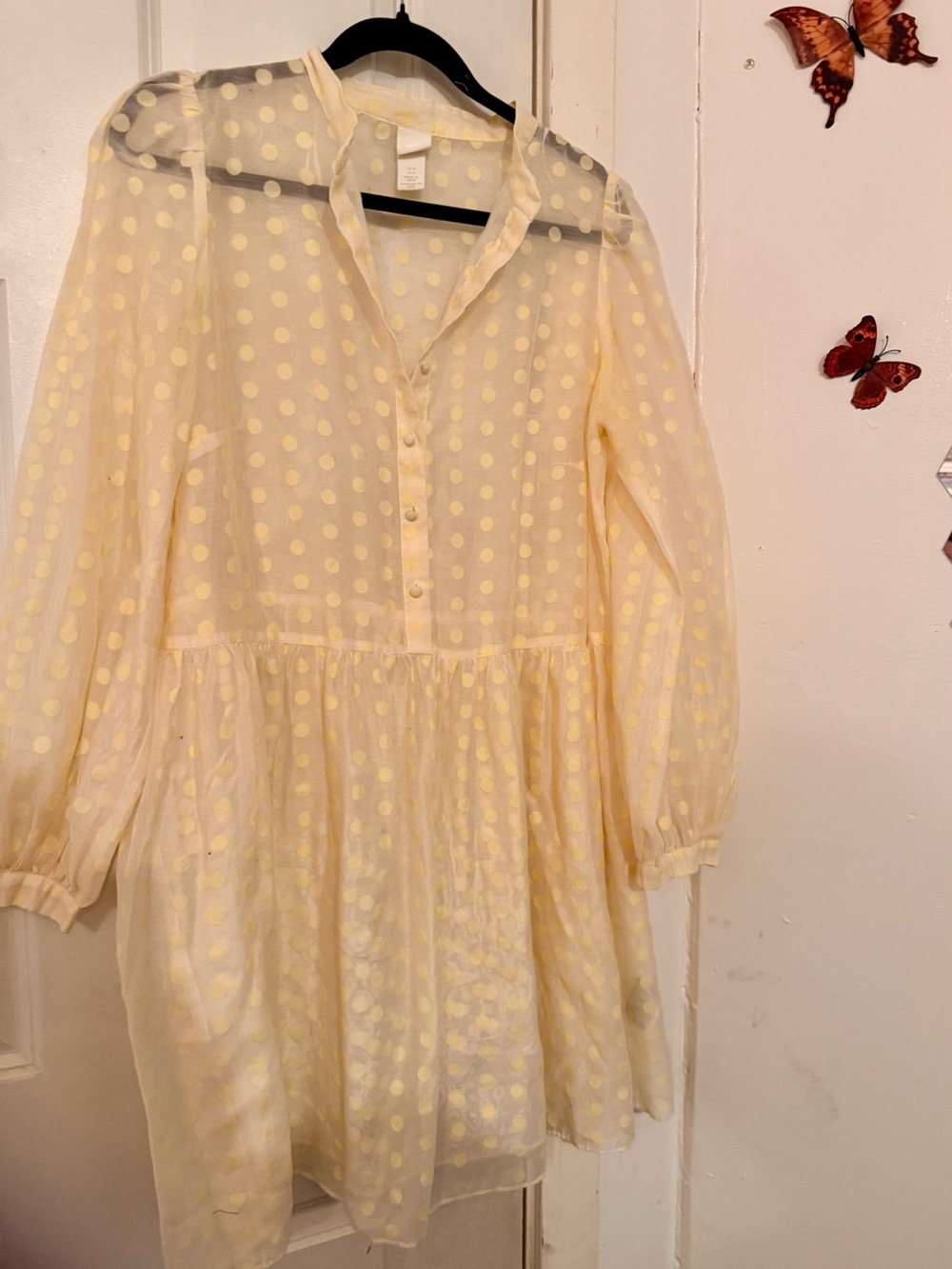 H&M Yellow Polka Dot Mesh Dress